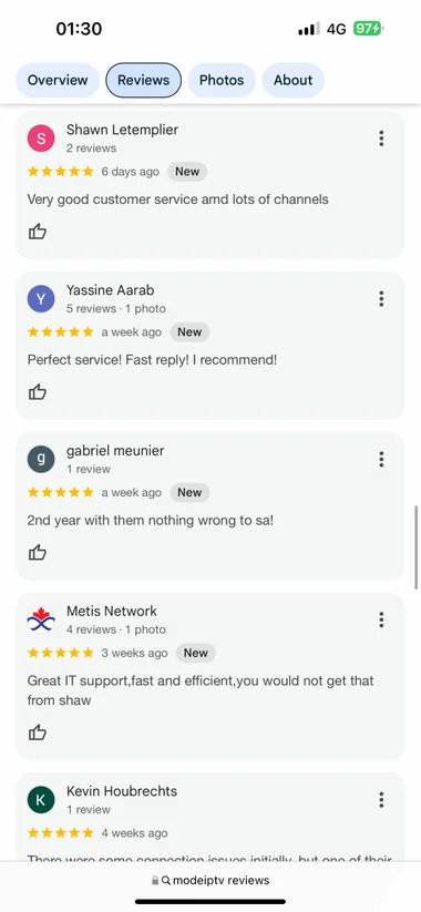 Customer review screenshot detailing channel selection and reliable playback